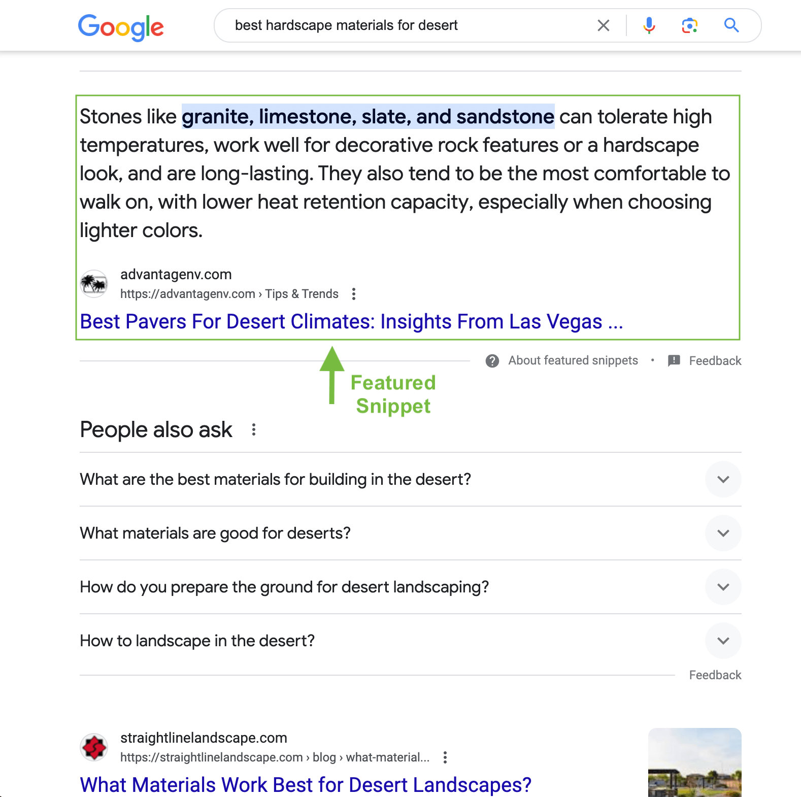 showing the featured snippet as an opportunity for seo for landscapers